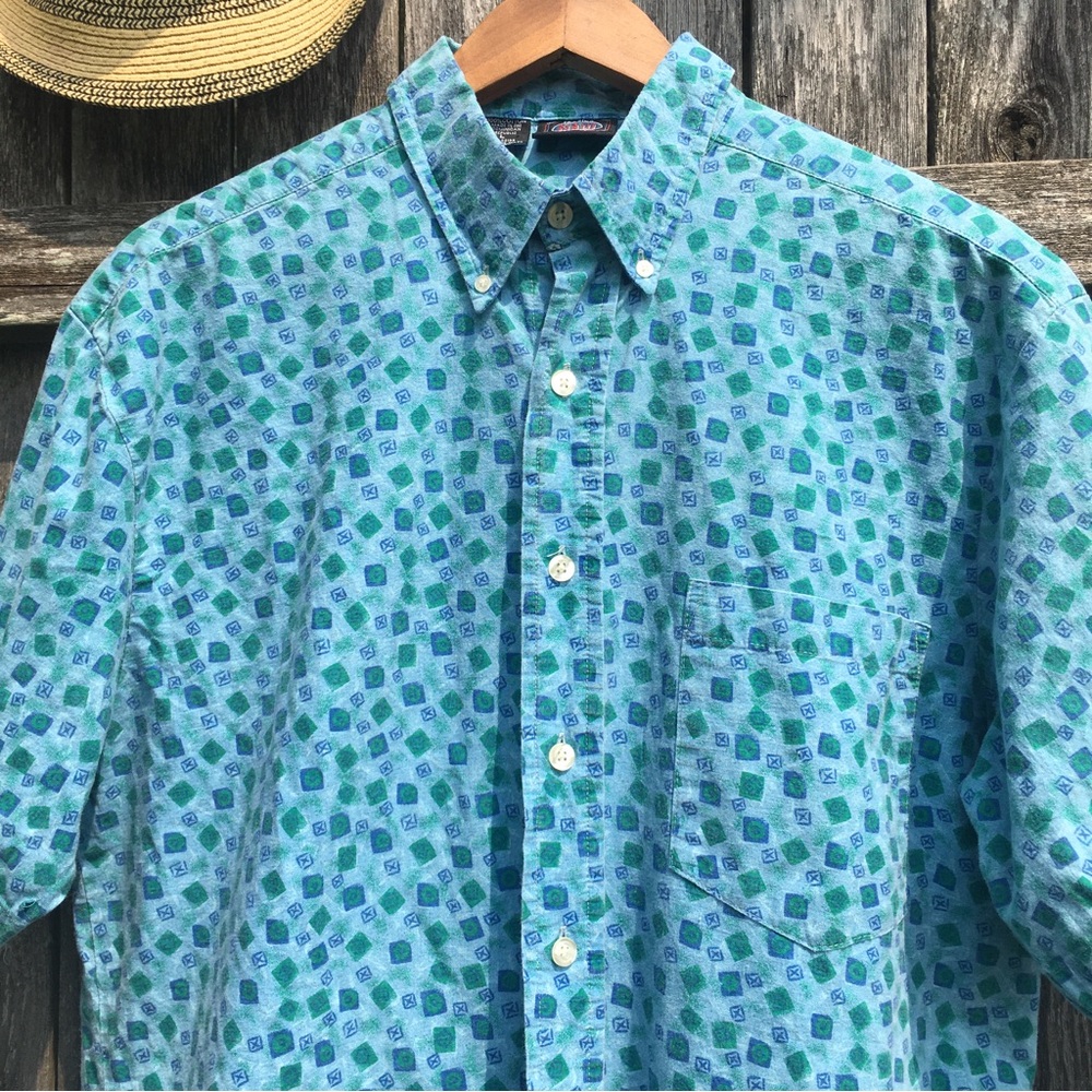 Vintage Y2K Button Down Short Sleeve 100% Cotton Leisure Travel Tiki Beach sz L